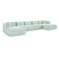  Manufacturer Color_Mint -- Shaggy 176" Mint Corduroy Performance Fabric Upholstered 6 pc Modular Sectional IMAGE 1