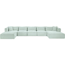  Manufacturer Color_Mint -- Shaggy 176" Mint Corduroy Performance Fabric Upholstered 6 pc Modular Sectional IMAGE 3