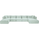 Manufacturer Color_Mint -- Shaggy 176" Mint Corduroy Performance Fabric Upholstered 6 pc Modular Sectional IMAGE 6