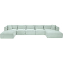 Meridian Shaggy Mint Corduroy Performance Fabric Modular Sectional IMAGE 6