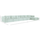 Meridian Shaggy Mint Corduroy Performance Fabric Modular Sectional IMAGE 12