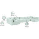  Manufacturer Color_Mint -- Shaggy 171" Mint Corduroy Performance Fabric Upholstered 7 pc Modular Sectional IMAGE 13
