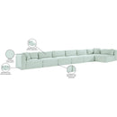  Manufacturer Color_Mint -- Shaggy 202" Mint Corduroy Performance Fabric Upholstered 7 pc Modular Sectional IMAGE 14