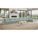  Manufacturer Color_Mint -- Shaggy 202" Mint Corduroy Performance Fabric Upholstered 7 pc Modular Sectional IMAGE 2