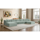 Meridian Shaggy Mint Corduroy Performance Fabric Modular Sectional IMAGE 2