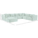  Manufacturer Color_Mint -- Shaggy 140" Mint Corduroy Performance Fabric Upholstered 7 pc Modular Sectional IMAGE 13
