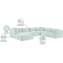  Manufacturer Color_Mint -- Shaggy 140" Mint Corduroy Performance Fabric Upholstered 7 pc Modular Sectional IMAGE 14