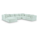  Manufacturer Color_Mint -- Shaggy 140" Mint Corduroy Performance Fabric Upholstered 7 pc Modular Sectional IMAGE 1