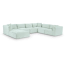 Meridian Shaggy Mint Corduroy Performance Fabric Modular Sectional IMAGE 1