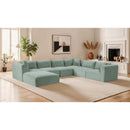 Meridian Shaggy Mint Corduroy Performance Fabric Modular Sectional IMAGE 2