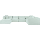  Manufacturer Color_Mint -- Shaggy 140" Mint Corduroy Performance Fabric Upholstered 7 pc Modular Sectional IMAGE 3