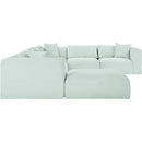  Manufacturer Color_Mint -- Shaggy 140" Mint Corduroy Performance Fabric Upholstered 7 pc Modular Sectional IMAGE 4