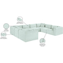  Manufacturer Color_Mint -- Shaggy 140" Mint Corduroy Performance Fabric Upholstered 8 pc Modular Sectional IMAGE 14