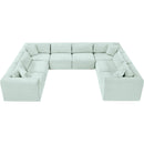  Manufacturer Color_Mint -- Shaggy 140" Mint Corduroy Performance Fabric Upholstered 8 pc Modular Sectional IMAGE 6