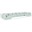  Manufacturer Color_Mint -- Shaggy 202" Mint Corduroy Performance Fabric Upholstered 8 pc Modular Sectional IMAGE 12