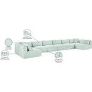  Manufacturer Color_Mint -- Shaggy 202" Mint Corduroy Performance Fabric Upholstered 8 pc Modular Sectional IMAGE 13