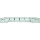  Manufacturer Color_Mint -- Shaggy 202" Mint Corduroy Performance Fabric Upholstered 8 pc Modular Sectional IMAGE 3