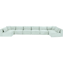  Manufacturer Color_Mint -- Shaggy 202" Mint Corduroy Performance Fabric Upholstered 8 pc Modular Sectional IMAGE 6