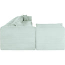  Manufacturer Color_Mint -- Shaggy 233" Mint Corduroy Performance Fabric Upholstered 8 pc Modular Sectional IMAGE 4