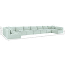  Manufacturer Color_Mint -- Shaggy 233" Mint Corduroy Performance Fabric Upholstered 9 pc Modular Sectional IMAGE 12
