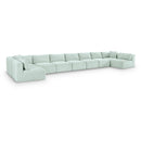 Meridian Shaggy Mint Corduroy Performance Fabric Modular Sectional IMAGE 1