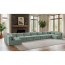  Manufacturer Color_Mint -- Shaggy 233" Mint Corduroy Performance Fabric Upholstered 9 pc Modular Sectional IMAGE 2
