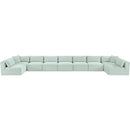  Manufacturer Color_Mint -- Shaggy 233" Mint Corduroy Performance Fabric Upholstered 9 pc Modular Sectional IMAGE 6
