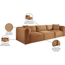  Manufacturer Color_Saddle -- Shaggy 109" Saddle Corduroy Performance Fabric Upholstered 3 pc Modular Sofa IMAGE 12