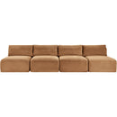  Manufacturer Color_Saddle -- Shaggy 124" Saddle Corduroy Performance Fabric Upholstered 4 pc Armless Modular Sofa IMAGE 3