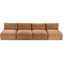  Manufacturer Color_Saddle -- Shaggy 124" Saddle Corduroy Performance Fabric Upholstered 4 pc Armless Modular Sofa IMAGE 6