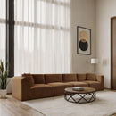  Manufacturer Color_Saddle -- Shaggy 140" Saddle Corduroy Performance Fabric Upholstered 4 pc Modular Sofa IMAGE 2