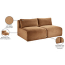  Manufacturer Color_Saddle -- Shaggy 62" Saddle Corduroy Performance Fabric Upholstered 2 pc Armless Modular Loveseat IMAGE 10
