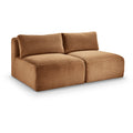  Manufacturer Color_Saddle -- Shaggy 62" Saddle Corduroy Performance Fabric Upholstered 2 pc Armless Modular Loveseat IMAGE 1