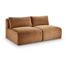  Manufacturer Color_Saddle -- Shaggy 62" Saddle Corduroy Performance Fabric Upholstered 2 pc Armless Modular Loveseat IMAGE 1