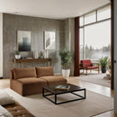  Manufacturer Color_Saddle -- Shaggy 62" Saddle Corduroy Performance Fabric Upholstered 2 pc Armless Modular Loveseat IMAGE 2