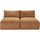  Manufacturer Color_Saddle -- Shaggy 62" Saddle Corduroy Performance Fabric Upholstered 2 pc Armless Modular Loveseat IMAGE 3