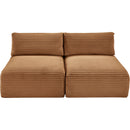  Manufacturer Color_Saddle -- Shaggy 62" Saddle Corduroy Performance Fabric Upholstered 2 pc Armless Modular Loveseat IMAGE 6