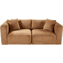  Manufacturer Color_Saddle -- Shaggy 78" Saddle Corduroy Performance Fabric Upholstered 2 pc Modular Loveseat IMAGE 6