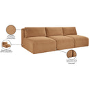  Manufacturer Color_Saddle -- Shaggy 93" Saddle Corduroy Performance Fabric Upholstered 3 pc Armless Modular Sofa IMAGE 11