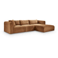  Manufacturer Color_Saddle -- Shaggy 114" Saddle Corduroy Performance Fabric Upholstered 3 pc Modular Sectional IMAGE 1