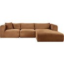  Manufacturer Color_Saddle -- Shaggy 114" Saddle Corduroy Performance Fabric Upholstered 3 pc Modular Sectional IMAGE 3