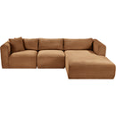  Manufacturer Color_Saddle -- Shaggy 114" Saddle Corduroy Performance Fabric Upholstered 3 pc Modular Sectional IMAGE 6