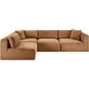  Manufacturer Color_Saddle -- Shaggy 109" Saddle Corduroy Performance Fabric Upholstered 4 pc Modular Sectional IMAGE 3