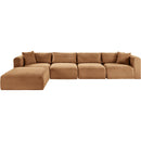Meridian Shaggy Saddle Corduroy Performance Fabric Modular Sectional IMAGE 3