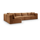  Manufacturer Color_Saddle -- Shaggy 140" Saddle Corduroy Performance Fabric Upholstered 5 pc Modular Sectional IMAGE 1