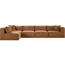  Manufacturer Color_Saddle -- Shaggy 140" Saddle Corduroy Performance Fabric Upholstered 5 pc Modular Sectional IMAGE 3