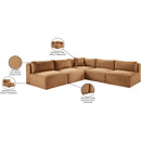  Manufacturer Color_Saddle -- Shaggy 101" Saddle Corduroy Performance Fabric Upholstered 5 pc Modular Sectional IMAGE 10