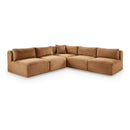  Manufacturer Color_Saddle -- Shaggy 101" Saddle Corduroy Performance Fabric Upholstered 5 pc Modular Sectional IMAGE 1