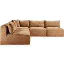  Manufacturer Color_Saddle -- Shaggy 101" Saddle Corduroy Performance Fabric Upholstered 5 pc Modular Sectional IMAGE 4