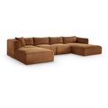 Manufacturer Color_Saddle -- Shaggy 145" Saddle Corduroy Performance Fabric Upholstered 5 pc Modular Sectional IMAGE 1